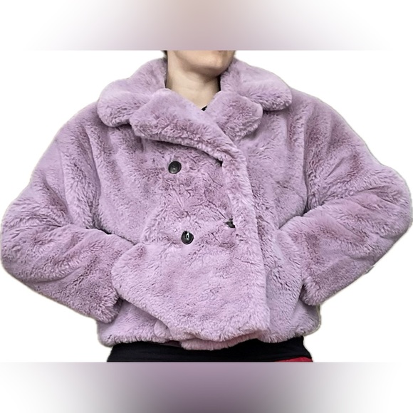 Noize faux fur lilac coat - Picture 2 of 10